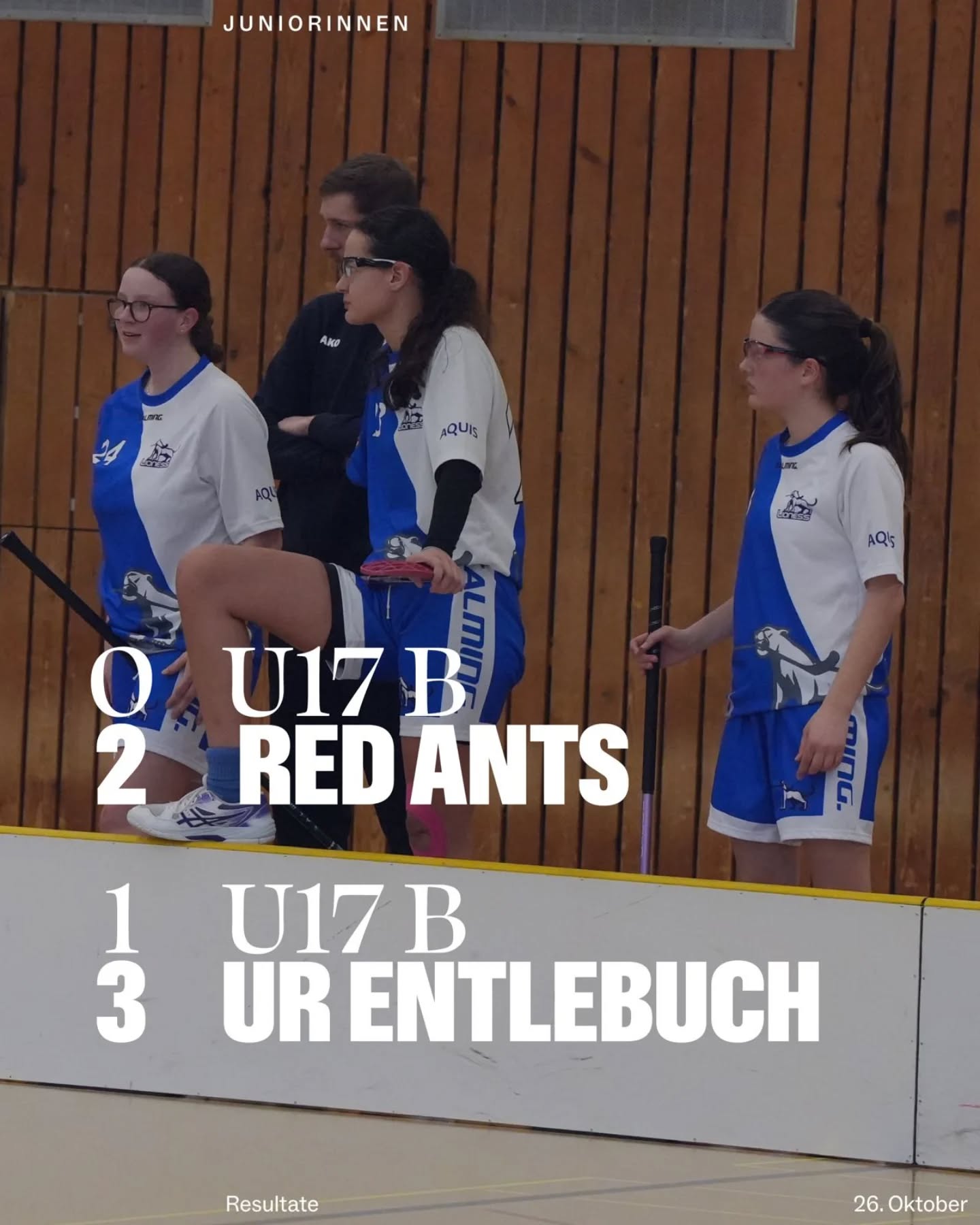 Resultatflash Juniorinnen!🦁💙🤍
🔵⚪️
U17b
❌️ 0:2 vs. @redants_juniorinnen 
❌️ 1:3 vs. @uh.regioentlebuch 
🔵⚪️
Grafik: @michel.domeisen 
Foto: @n.rechberger 
🔵⚪️
#lioness #floorballzurichlioness #juniorinnen #resultatflash #u17b #swissunihockey #iff #unihockey #floorball #innebandy #salibandy #salmingfloorball #taurussports