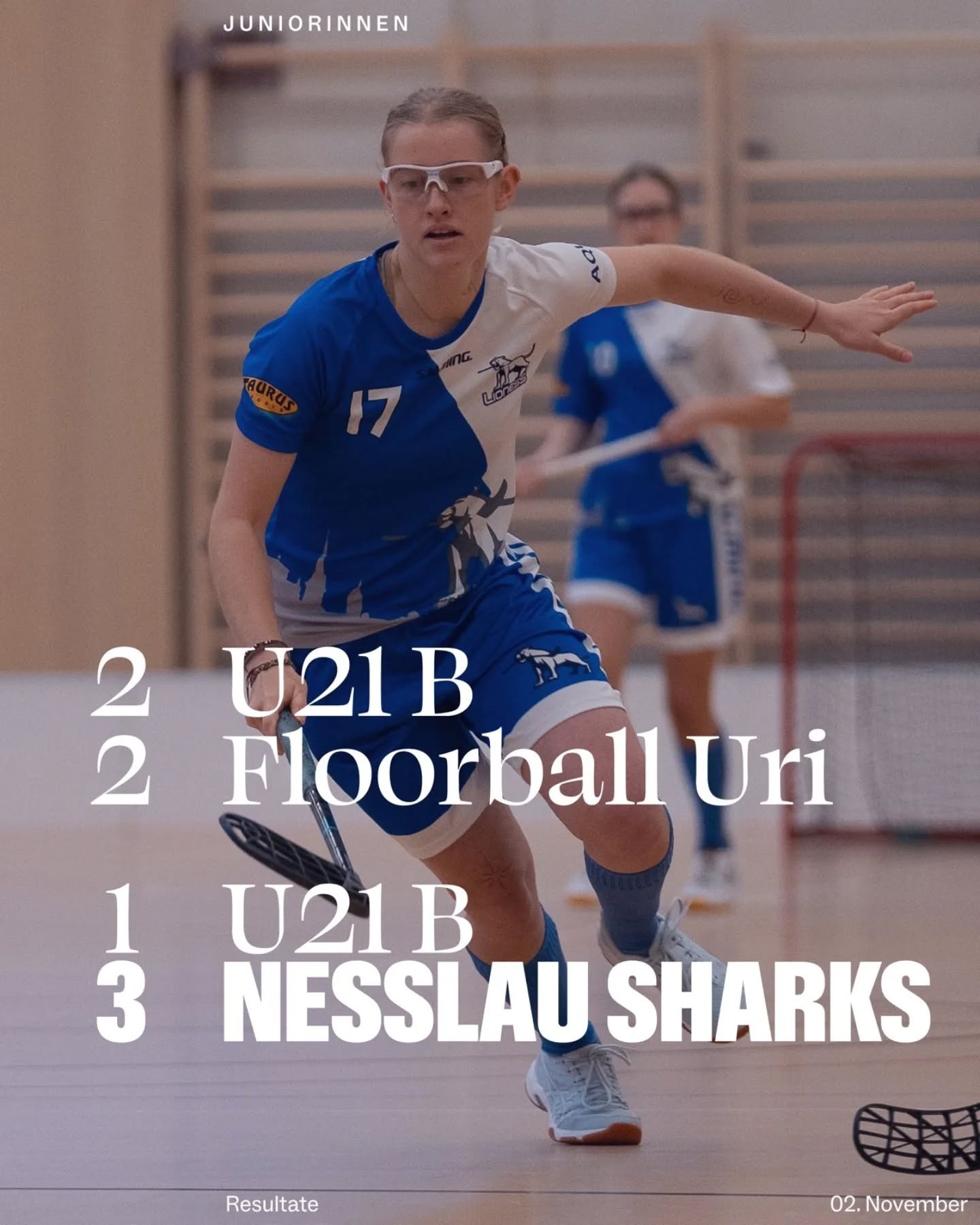 Resultatflash Juniorinnen!🦁💙🤍
🔵⚪️
U21b
🟰 vs. @floorballuri_official 
❌️ vs. @uhc_nesslau_sharks 
🔵⚪️
C Blau
✅️ vs. Uediker Lions
✅️ vs. @kdjets_c.u17b 
🔵⚪️
C Weiss
❌️ vs. @redants_juniorinnen 
✅️ vs. @uhttraktor 
🔵⚪️
D Nord
❌️ vs. Kloten Dietlikon Jets
🟰 vs. @redants_juniorinnen 
🔵⚪️
D West
❌️ vs. @zurich_oberland_pumas 
🔵⚪️
Grafik: @michel.domeisen 
Fotos: @n.rechberger 
🔵⚪️
#lioness #floorballzurichlioness #juniorinnen #resultatflash #swissunihockey #iff #floorball #unihockey #innebandy #salibandy #salmingfloorball #taurussports