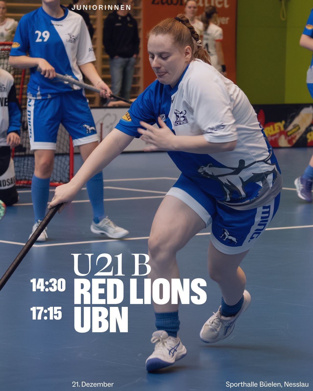 🦁Die letzten Spiele des Jahres!🦁
U21b:
📍: Sporthalle Büelen, Nesslau
⏰: 14:30 vs. @redlionsfrauenfeld & 17:15 vs. @unihockey_basi_nueri 
🔵⚪️
U17b:
📍: Oberseen, Winterthur
⏰: 09:00 vs. @floorballuri_official 
🔵⚪️
C Weiss:
📍: Schule Nordstern, Zürich
⏰: 09:00 vs. @buelachfloorball 
🔵⚪️
C Blau:
📍: Schule Nordstern, Zürich
⏰: 09:55 vs. KD Jets II
🔵⚪️
D Nord:
📍: Sporthalle Heuel, Rümlang
⏰: 09:00 vs. @redlionsfrauenfeld 
🔵⚪️
D West:
📍: Sporthalle Heuel, Rümlang
⏰: 11:45 vs. @redants_floorball 
🔵⚪️
#lioness #floorballzurichlionwss #juniorinnen #swissunihockey #unihockey floorball