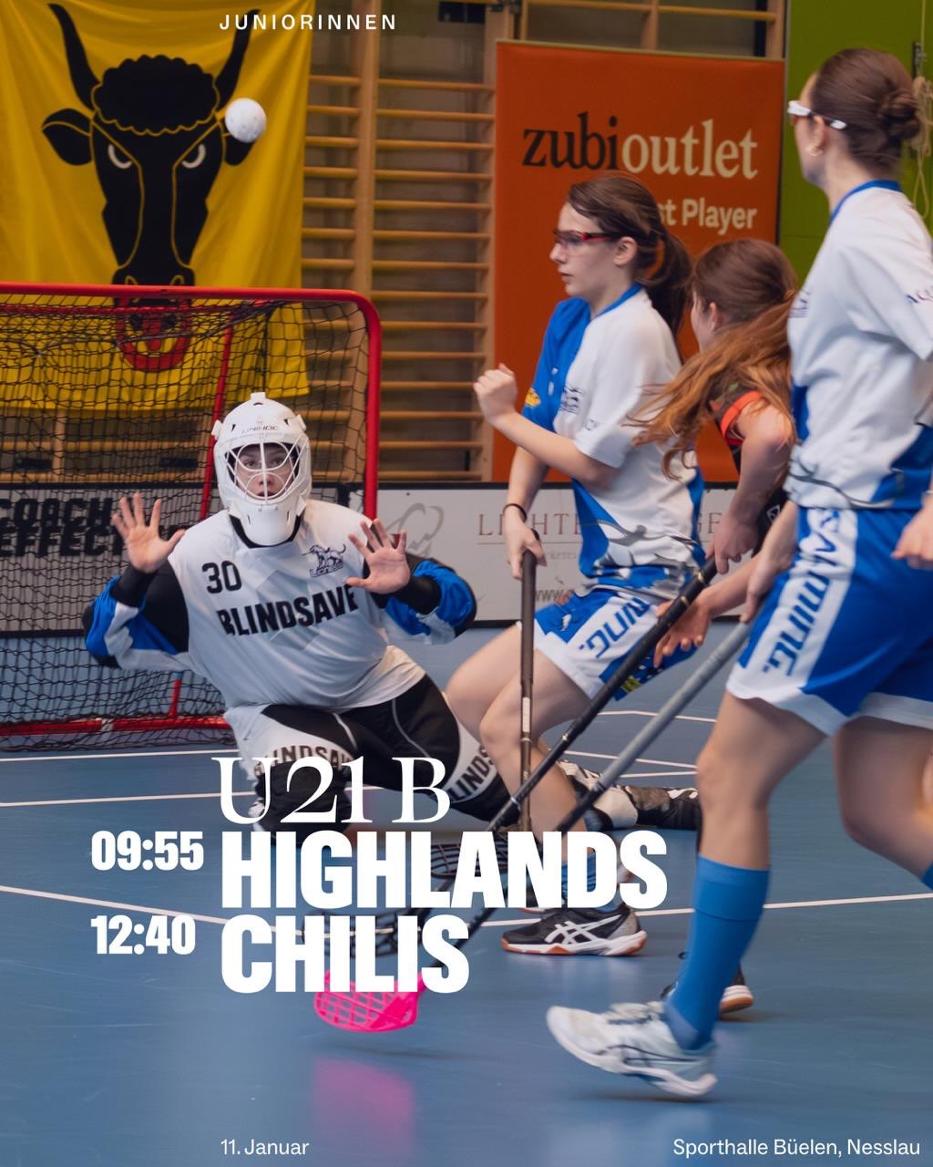 Vorschau Juniorinnen🦁
🔵⚪️
U21b:
📍: Sporthalle Büelen, Nesslau
⏰: 09:55 vs. @zugerhighlandsfloorball & 12:40 vs. @chilisrr 
🔵⚪️
U17b:
📍: Waldmannhalle, Baar
⏰: 15:25 vs. @uhc_lok_reinach & 17:15 vs. @unihockey_basi_nueri 
🔵⚪️
Wir wünschen unseren Juniorinnen viel Erfolg für die erste Runde des Jahres!🤩
🔵⚪️
#lioness #meisterschaft #swissunihockey