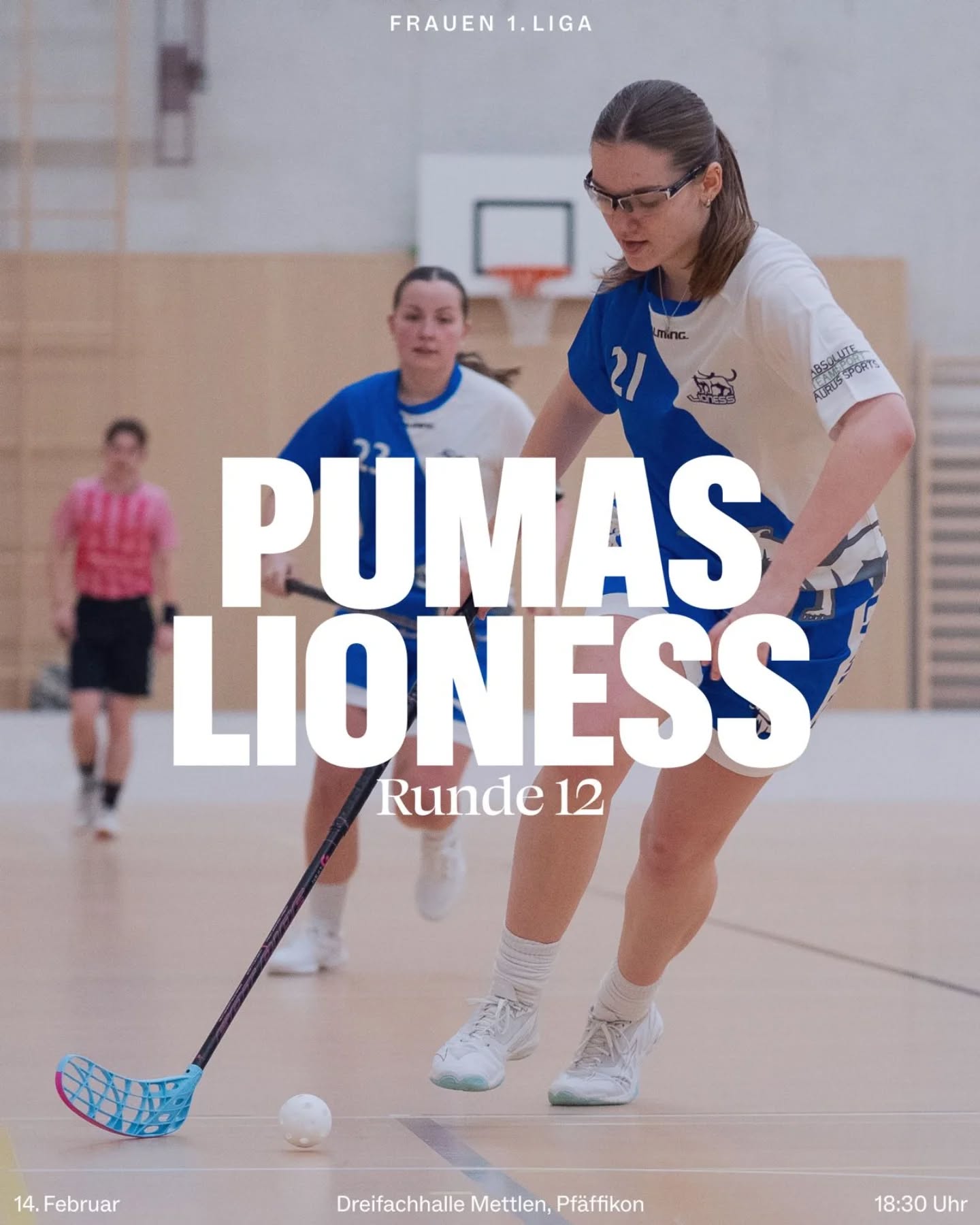 Matchvorschau Damen!🦁💙🤍
🔵⚪️
Unsere Damen treffen am Samstag im Zürcher Derby auf @zurich_oberland_pumas.
🔵⚪️
Kommt um 18:30 Uhr in die Dreifachhalle Mettlen und unterstützt unsere Damen!🔥
🔵⚪️
Grafik: @michel.domeisen
Foto: @n.rechberger
🔵⚪️
#lioness #floorballzurichlioness #1liga #gameday