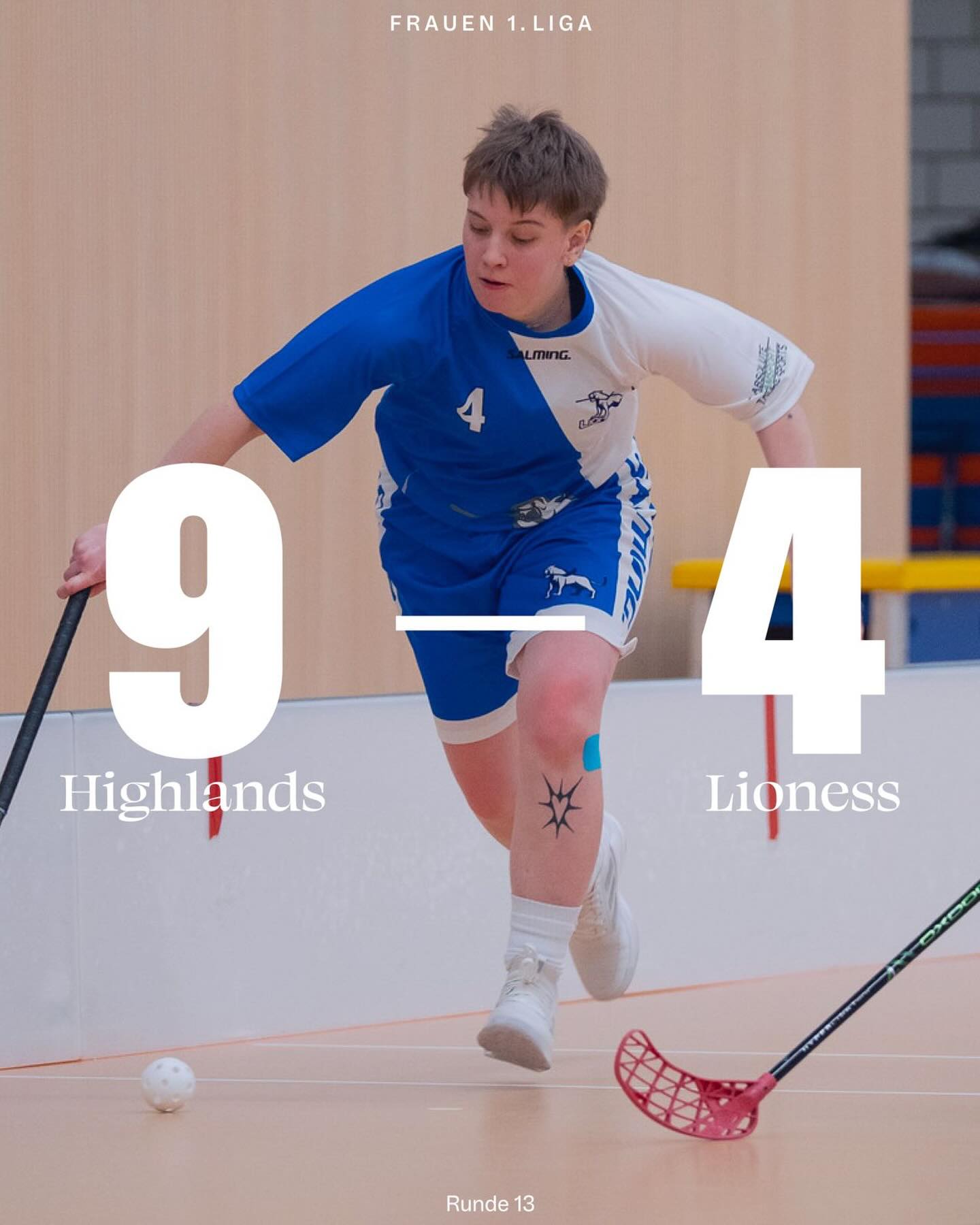 UNGENÜGENDE LEISTUNG FÜHRT ZU AUSWÄRTSNIEDERLAGE 🦁
🔵⚪️
Das Frauenteam veliert das Auswärtsspiel gegen @zugerhighlandsfloorball nach einem von Fehlern durchzogenen Spiel mit 4:9.
🔵⚪️
Kommenden Samstag steht das letzte (Heim-)Spiel der Saison an!
🔵⚪️
#lioness #unihockey #switzerland #floorball #swissunihockey