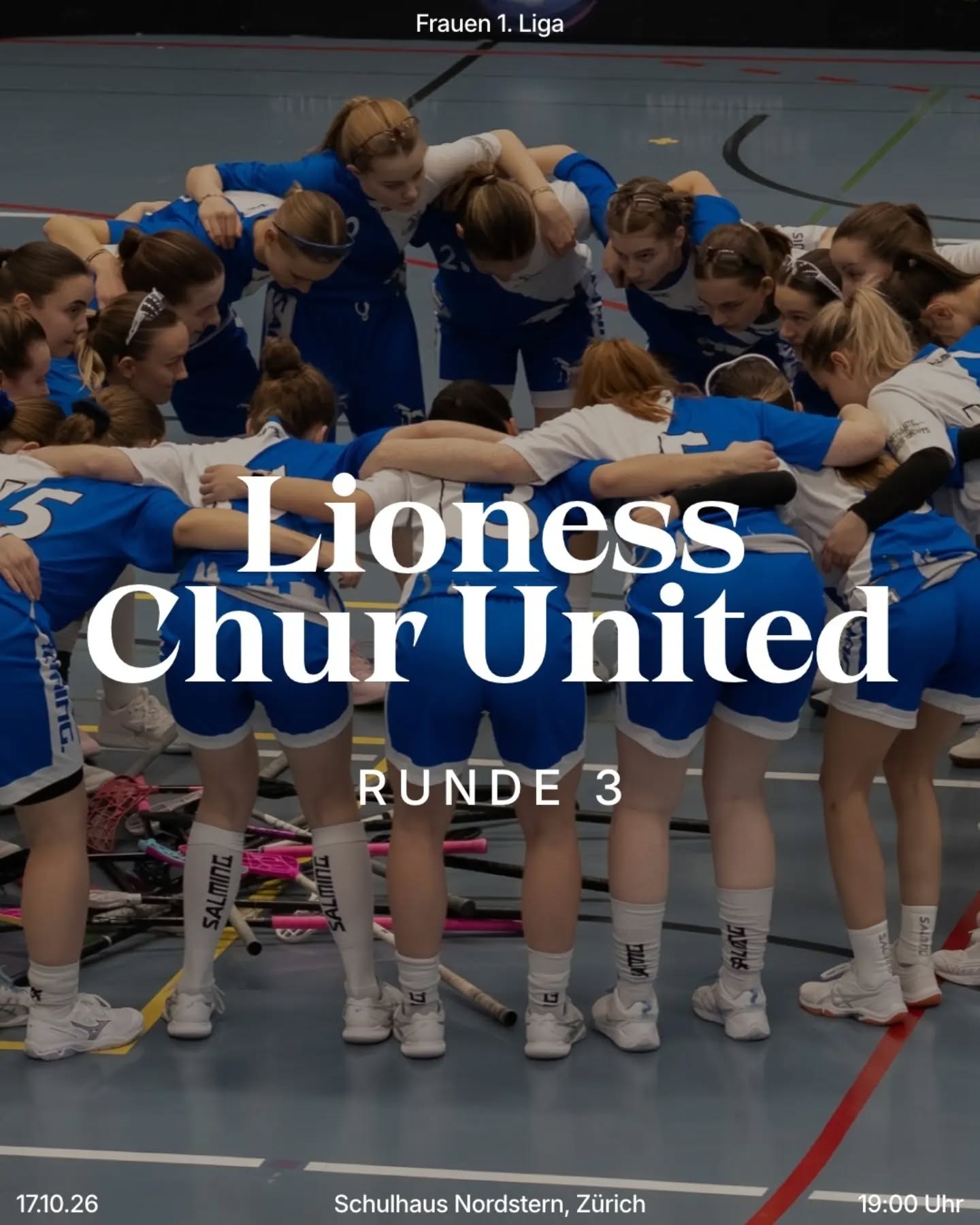 Matchvorschau Frauen! 💙🤍🦁

Am Samstag steht das erste Heimspiel der Saison 26/27 an. Man trifft auf @floorballchurunited. Kommt alle um 19:00 Uhr nach Örlikon und unterstützt unsere Löwinnen!🔥

#lioness #floorballzurichlioness #1liga #frauen #swissunihockey
